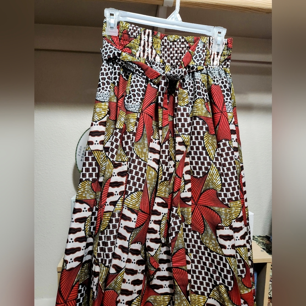 Floral Patterned Skirt - Red, Yellow, Black